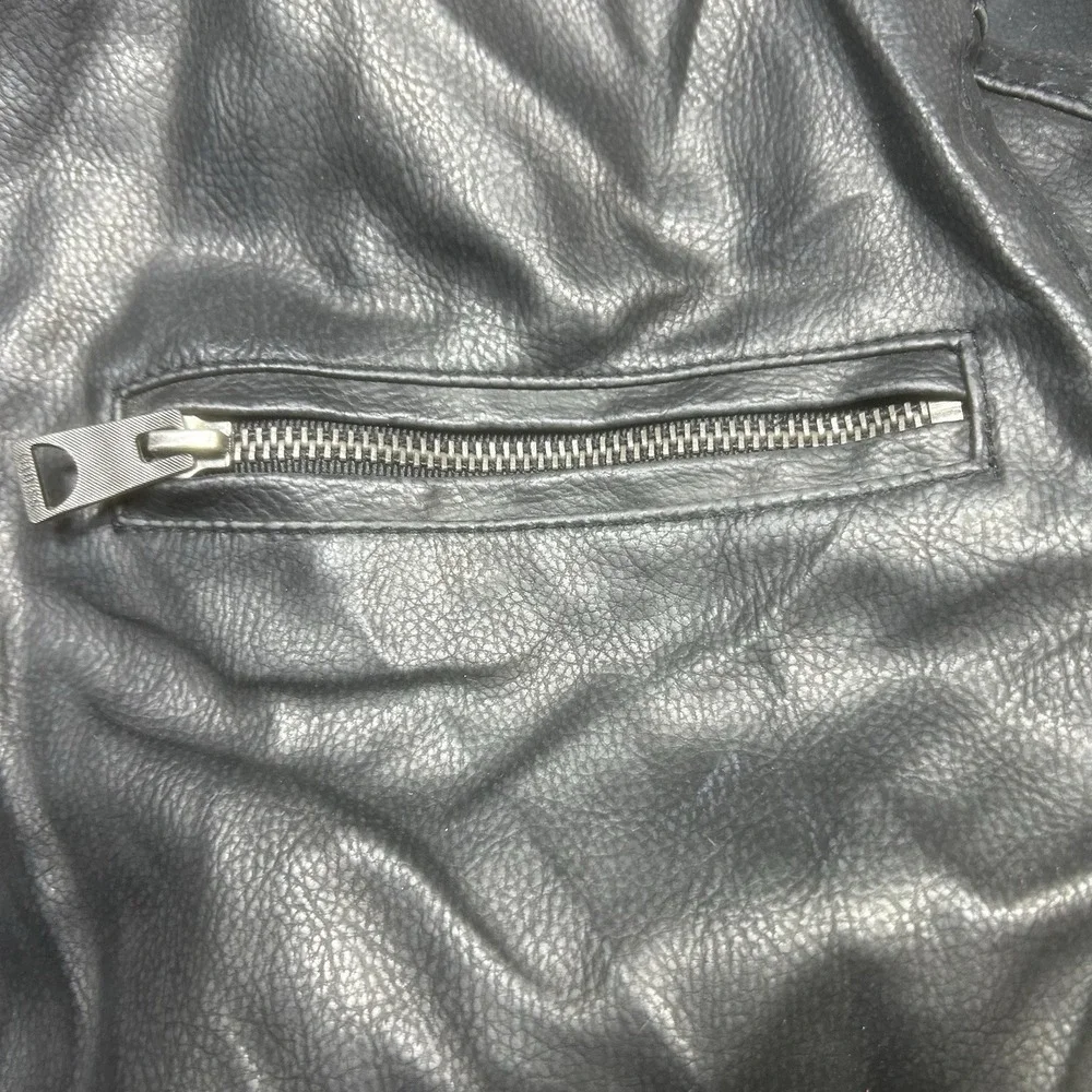 GUESS  Faux-Leather Jacket Men's L Black Moto Racer Coat Biker‎ Full Zip